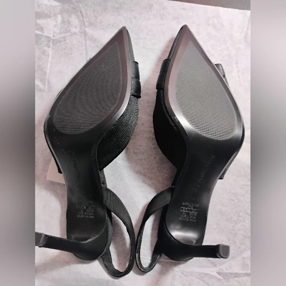 Stradivarius Black Buckle Slingback Heels NWT Size 40 - Picture 5 of 17